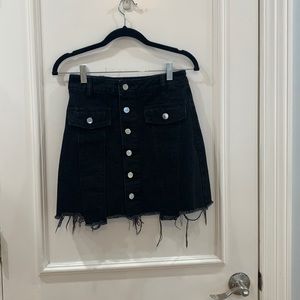 Zara black mini denim skirt with silver hardware